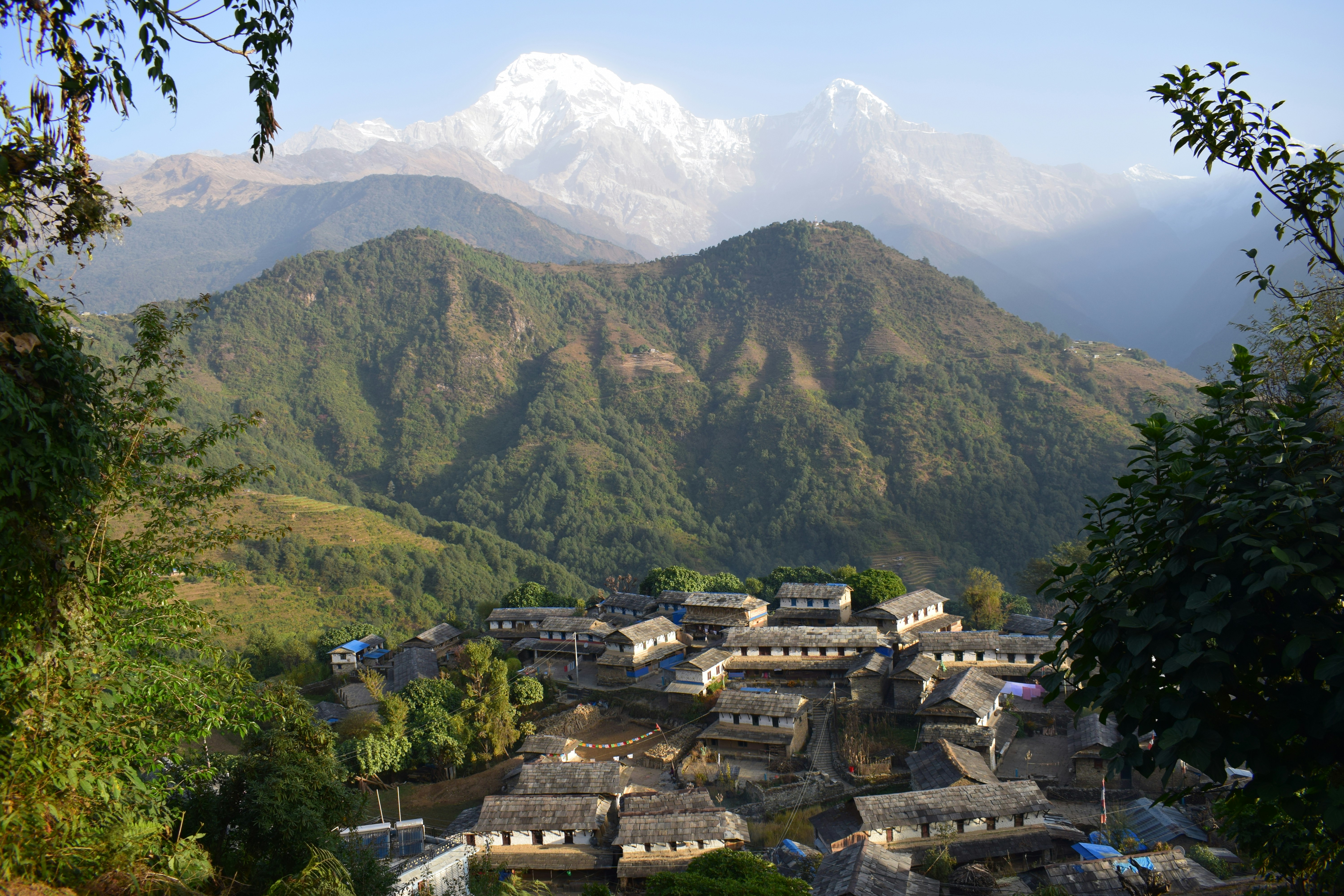 Ghandruk village traditional stone houses in Nepal Himalayas