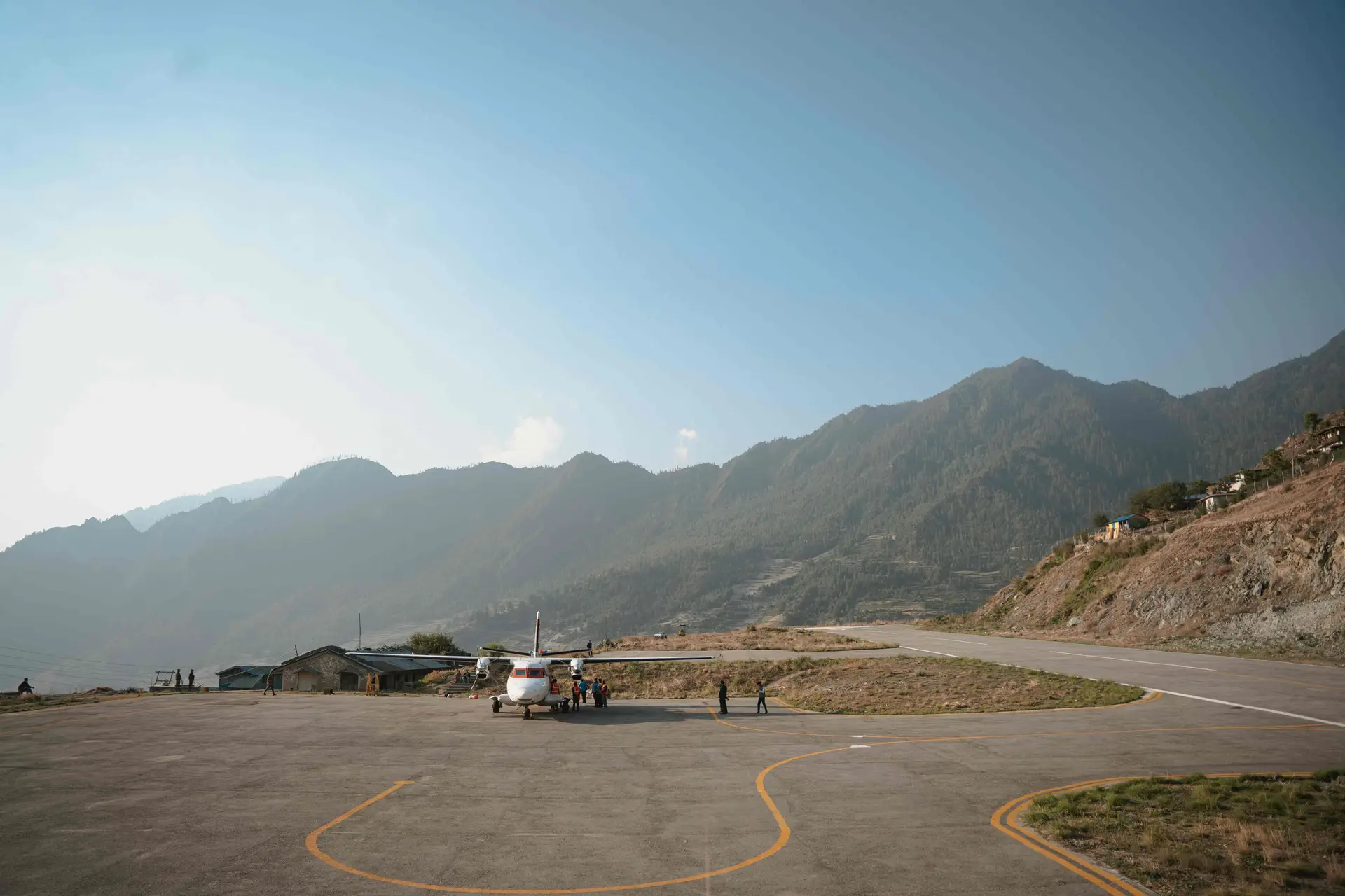 Tenzing Hillary airport Lukla Nepal mountain airport short runway Everest Base Camp trek start