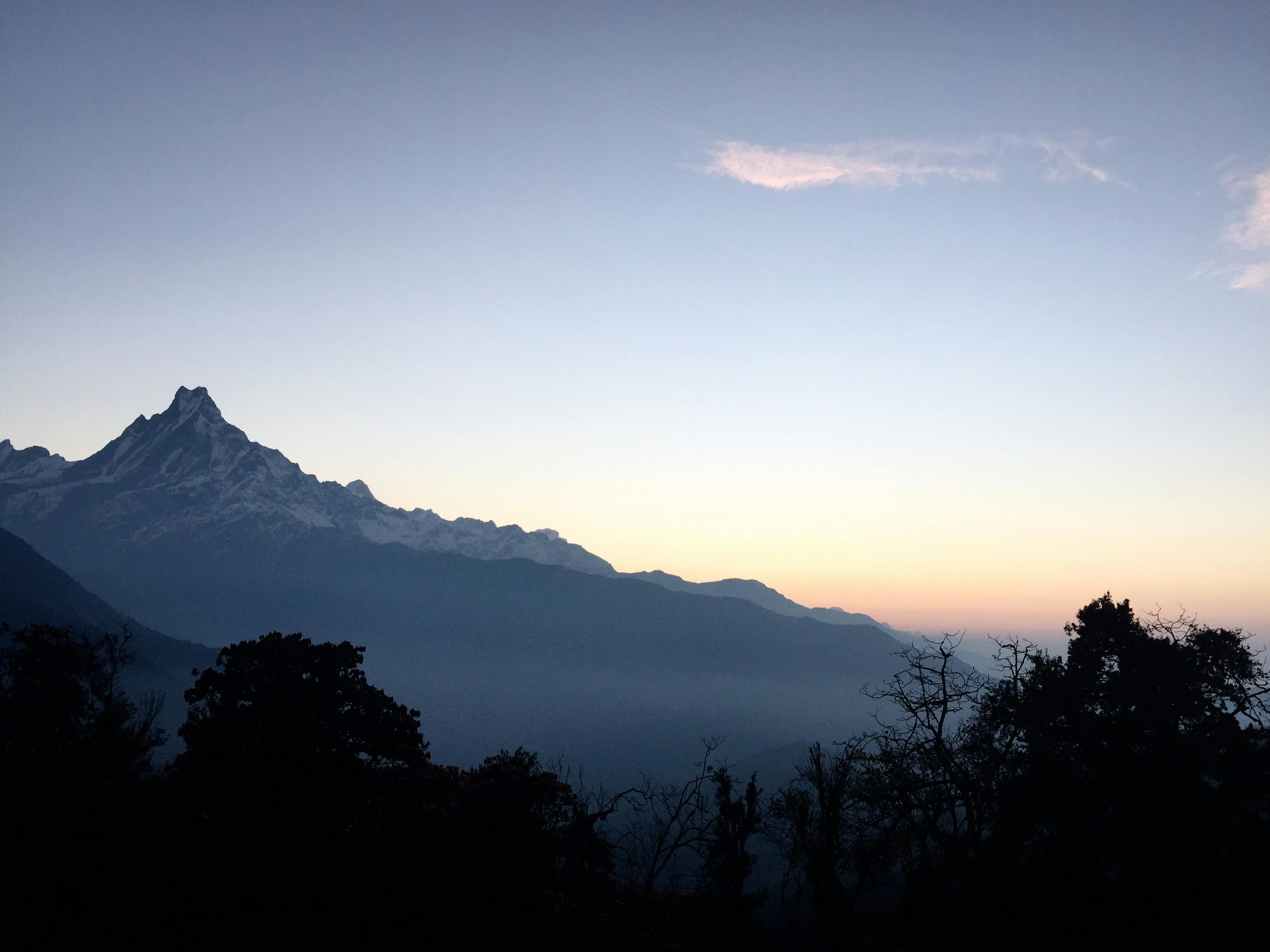 Machhapuchhre Fishtail mountain view from Ghandruk Nepal Himalayas Annapurna range sunrise