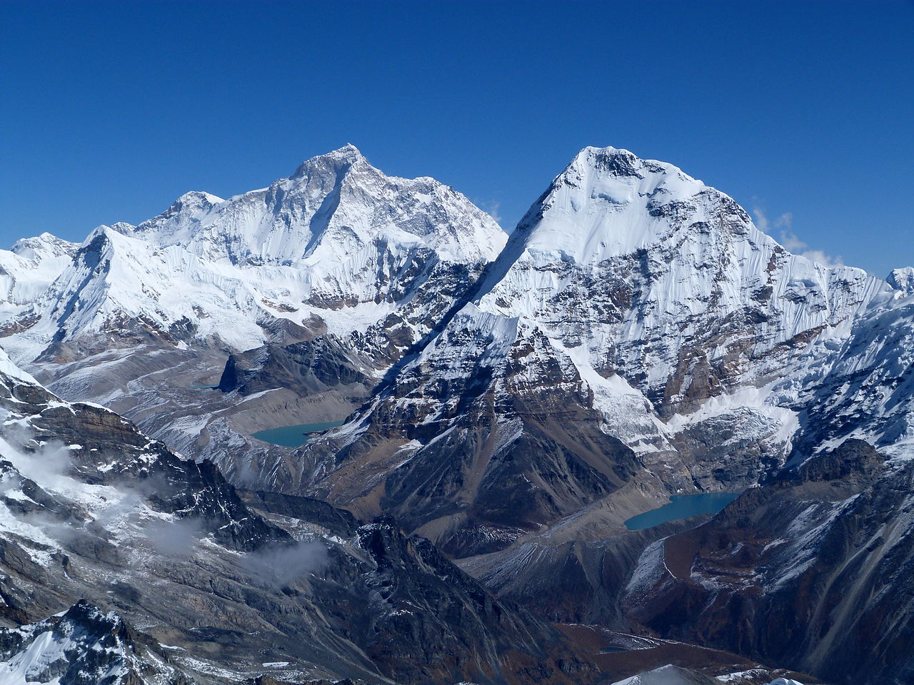 Makalu and Chamlang peaks view from Mera Peak