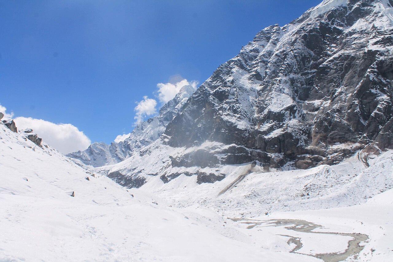 Snowy mountains at Makalu Base Camp Nepal